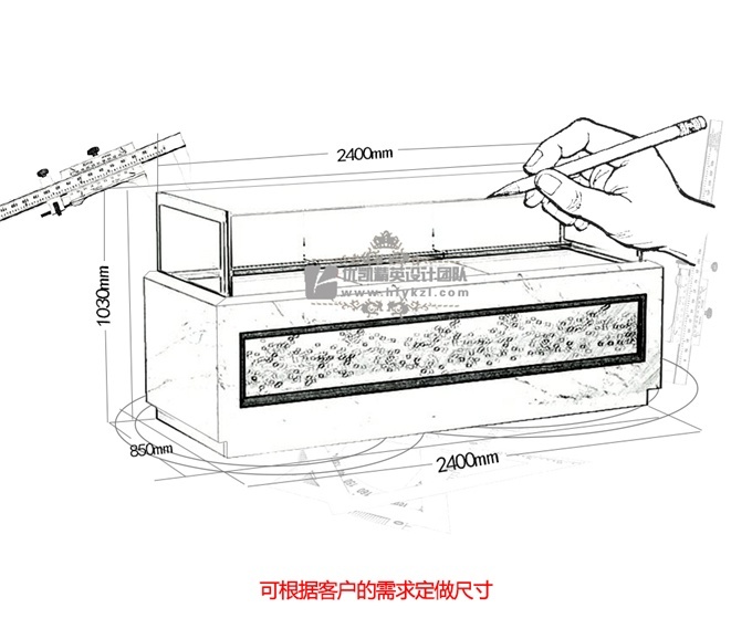 優凱-豪華直角雕刻蛋糕展示柜